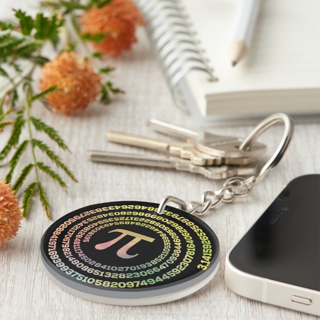 Happy Pi Day Funny School Math Spiral Text Keychain (Front Right)