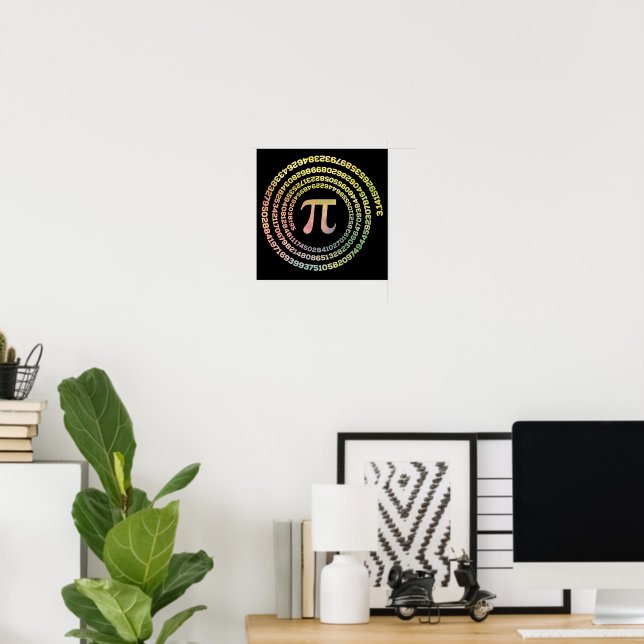 Happy Pi Day Funny School Math Spiral Text Poster (Home Office)