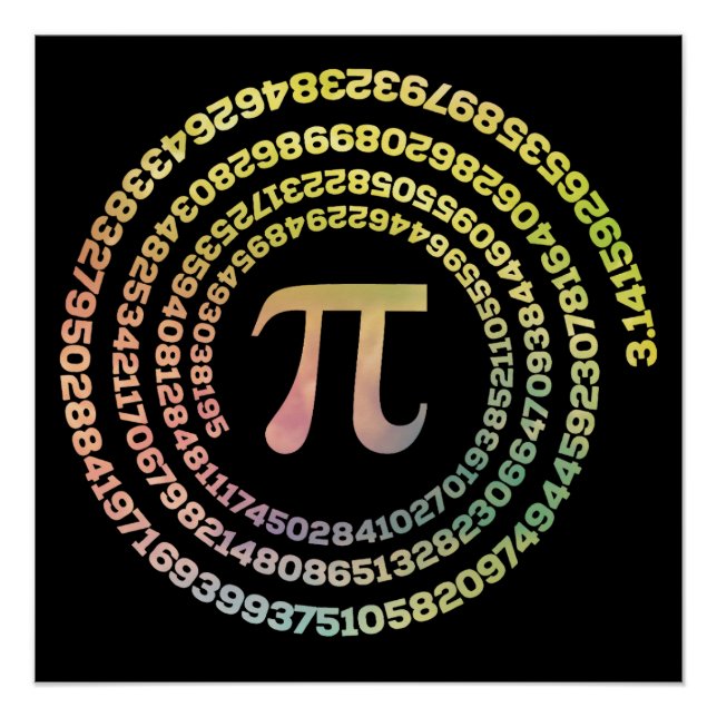 Happy Pi Day Funny School Math Spiral Text Poster (Front)