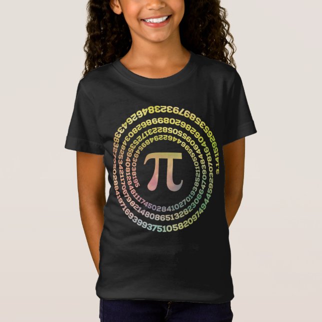 Happy Pi Day Funny School Math Spiral Text T-Shirt (Front)