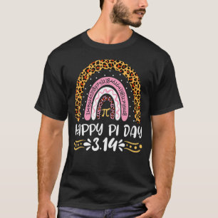 Happy Pi Day Leopard Rainbow Math Teacher Boys Gir T-Shirt