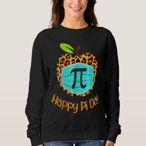Happy Pi Day Love Math Teacher Leopard Pi Mask Sweatshirt
