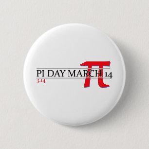 Happy Pi Day March 14 Button
