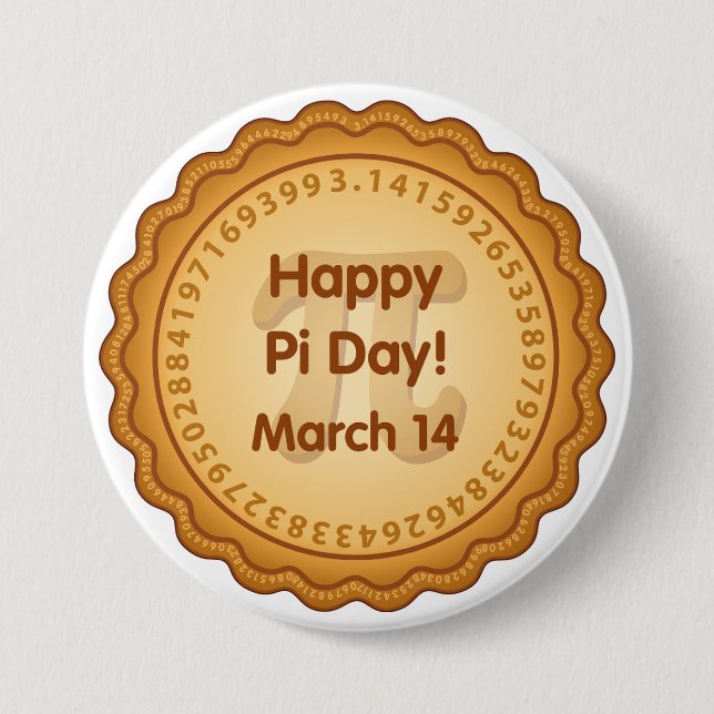 Happy Pi Day, March 14  Button (Front)