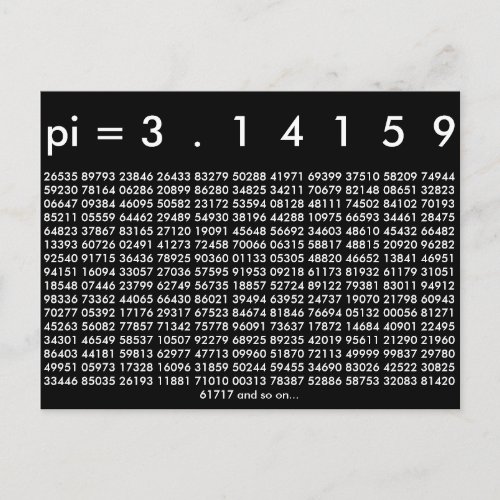 Happy Pi Day Math Digits 314 Mathematics Love Postcard