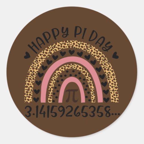 Happy Pi Day Math Teacher Mathematic Leopard Classic Round Sticker