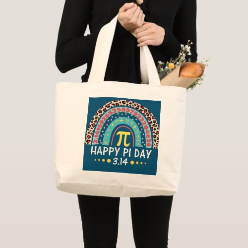 Happy Pi Day Mathematic Math Teacher Gift Leopard Large Tote Bag