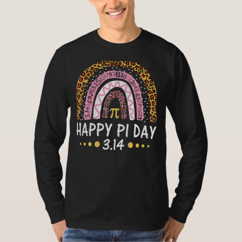 Happy Pi Day Mathematics Math Teacher Leopard Rain T_Shirt