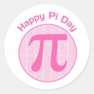 Happy Pi Day Numbers Pink Classic Round Sticker