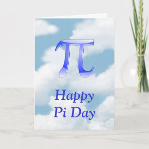 Happy Pi Day Pi in the sky with blue clouds Card