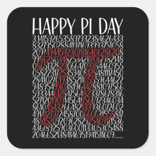 Happy Pi Day Pi Symbol 3.14 Square Sticker