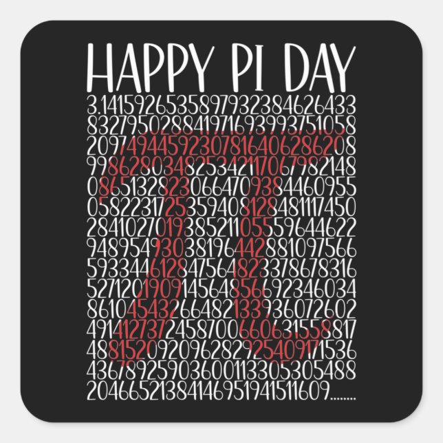 Happy Pi Day Pi Symbol 3.14 Square Sticker (Front)