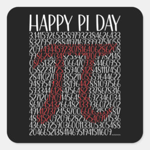 Happy Pi Day Pi Symbol 3.14 Square Sticker