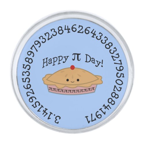 Happy Pi Day Pie Silver Finish Lapel Pin