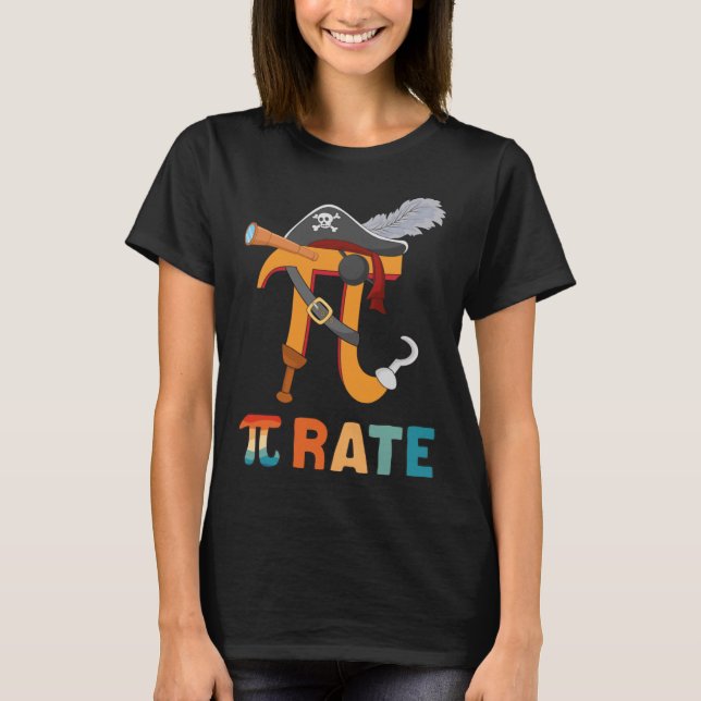 Happy Pi Day Pirate Funny Kids Math Teachers Mathe T-Shirt (Front)