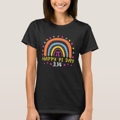 Happy Pi Day Rainbow  Mathematic Math Teacher Leop T-Shirt