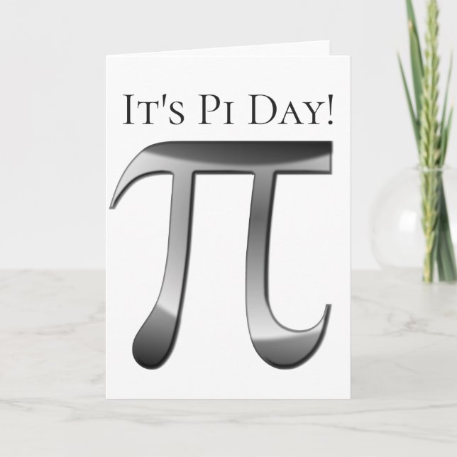 Happy Pi Day - Shiny Silver Pi Symbol Card (Front)