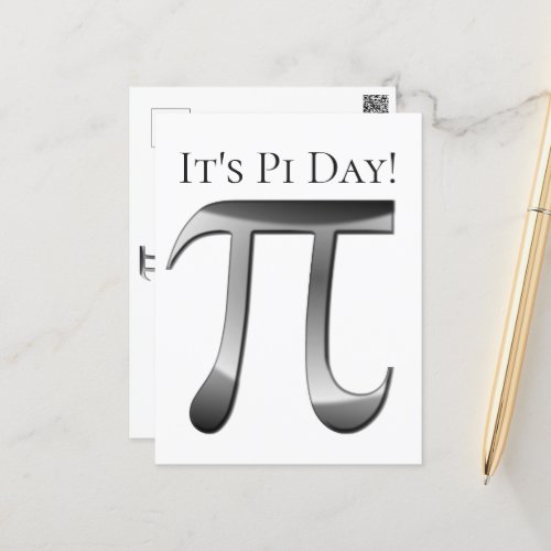 Happy Pi Day _ Shiny Silver Pi Symbol Postcard