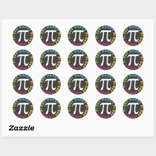 Happy Pi Day Stickers Bright Colors Zazzle