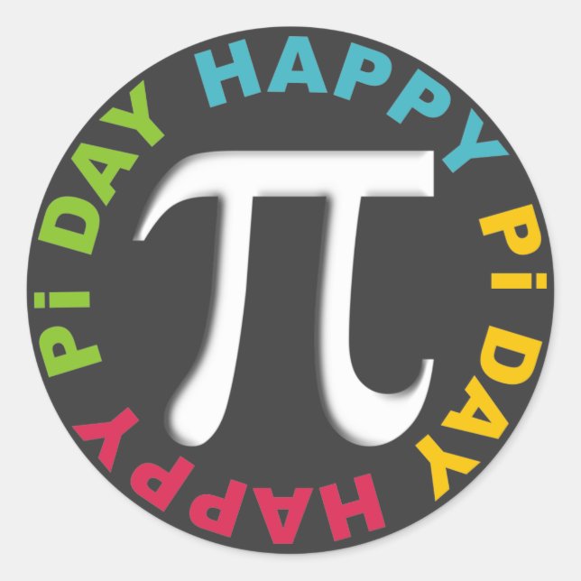Happy Pi Day Stickers Bright Colors (Front)