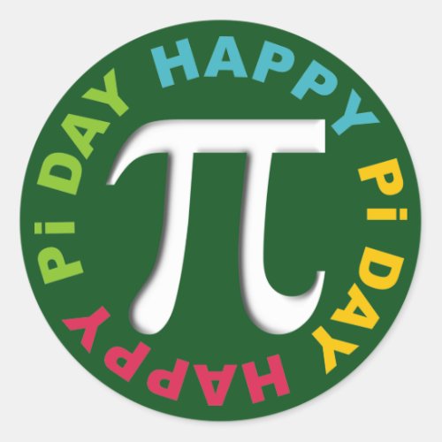 Happy Pi Day Stickers Bright Colors green