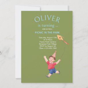 Happy Picnic Birthday Kids Boy Garden Party Invitation