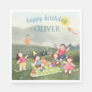 Happy Picnic Editable Birthday Kids Boy Invitation Napkins