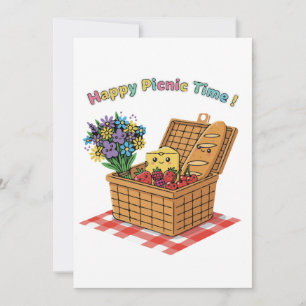 Happy Picnic Time! Cute Kawaii Food & Flowers Invitation