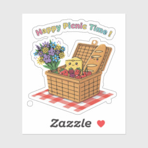 Happy Picnic Time! Cute Kawaii Food & Flowers Sticker