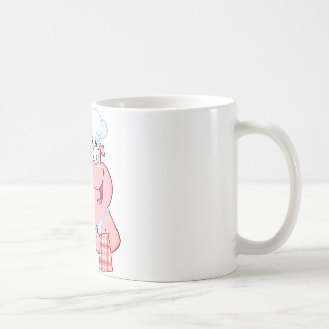 Happy Pig Chef Holding A Platter Sign Coffee Mug (Right)