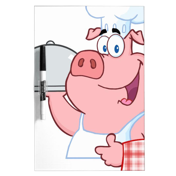 Happy Pig Chef Holding A Platter Sign Dry Erase Whiteboards