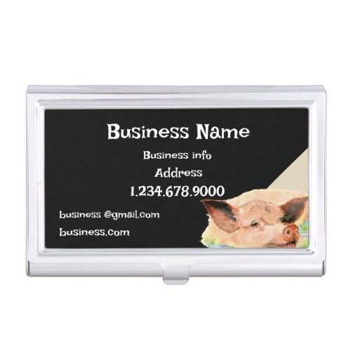 Happy Pig  Farm Animal Business Business Card Business Card Case
