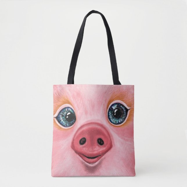 Happy Pig Funny Tote Bag (Front)