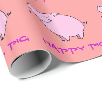 Happy Pig Glossy Wrapping Paper by Keltwind at Zazzle