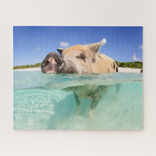 Happy Pig on the Beach Jigsaw Puzzle