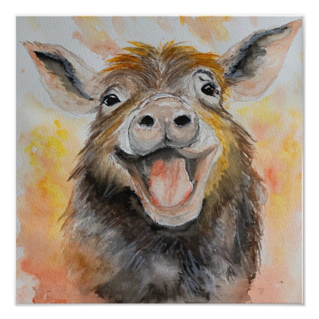 Happy Pig Photo Print (Front)