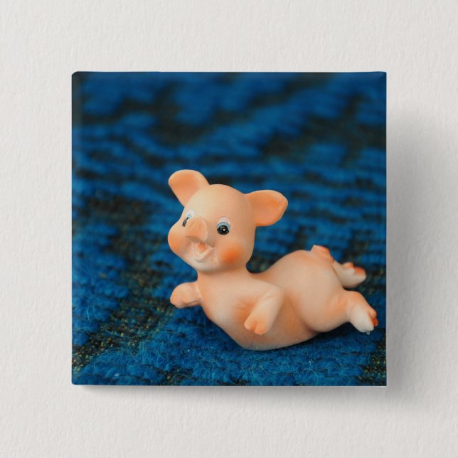 Happy pig pinback button (Front)