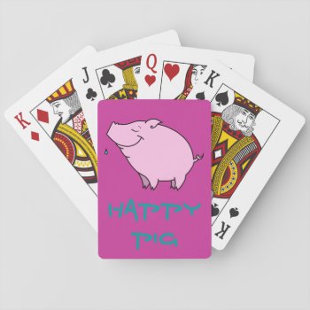 Happy Pig Playing Cards  Standard Index Faces Playing Cards by Keltwind at Zazzle