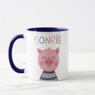 Happy pig smiles mug