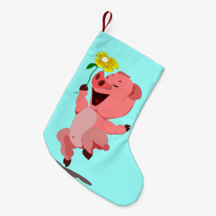 Happy Pig with Flower Funny Christmas Stocking