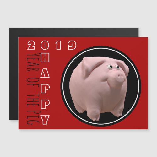 Happy PIg Year 2019 3D Choose Color 2 Magnetic C Magnetic Invitation