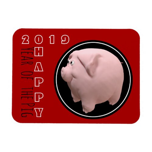 Happy PIg Year 2019 3D Choose Color P Magnet 1