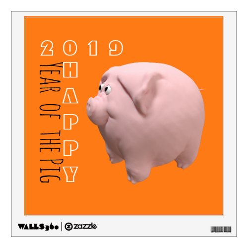Happy PIg Year 2019 3D Choose Color wall Decal