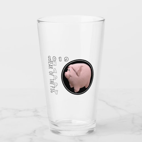 Happy PIg Year 2019 3D Drinking Glass 1