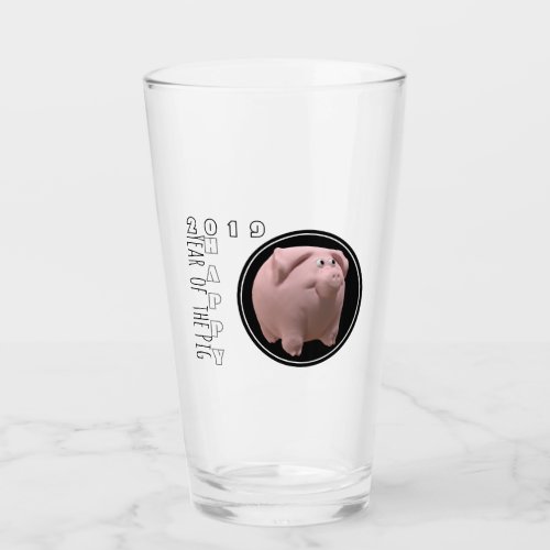 Happy PIg Year 2019 3D Drinking Glass 2