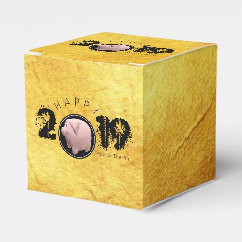 Happy PIg Year 2019 Original 3D gold Favor Box C