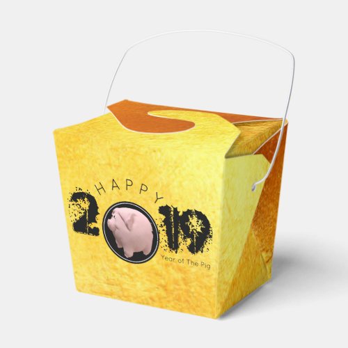 Happy PIg Year 2019 Original 3D gold Favor Box TO
