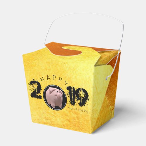 Happy PIg Year 2019 Original 3D gold Favor Box TO2