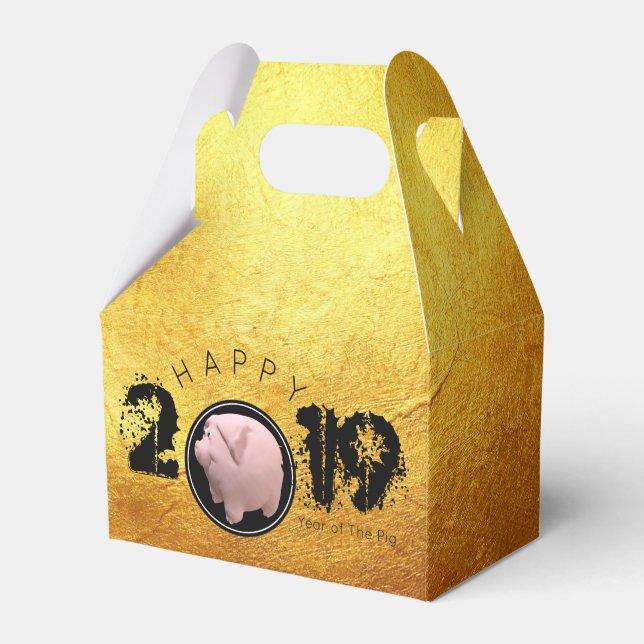 Happy PIg Year 2019 Original 3D golden Favor Box 1 (Front Side)