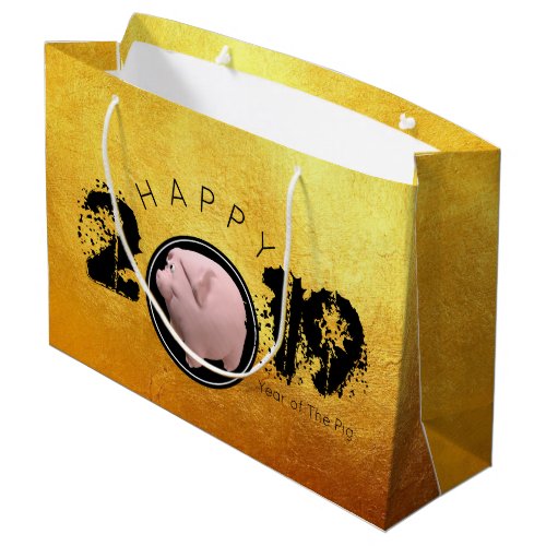 Happy PIg Year 2019 Original 3D golden L Gift Bag